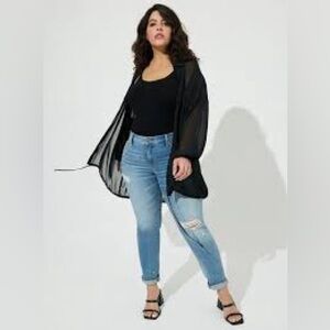 Torrid chiffon shirt kimono sheer black NWT